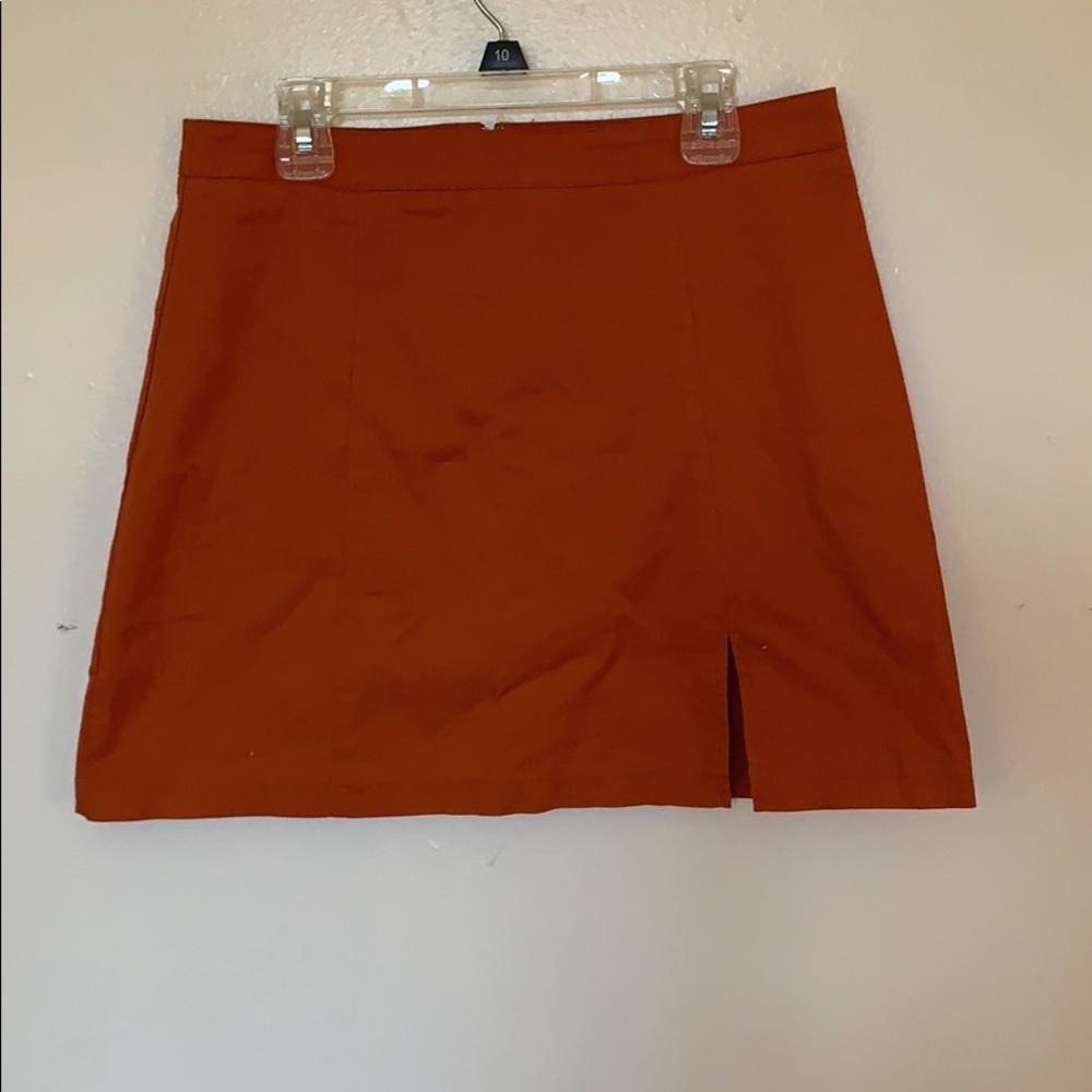 burnt orange mini skirt
